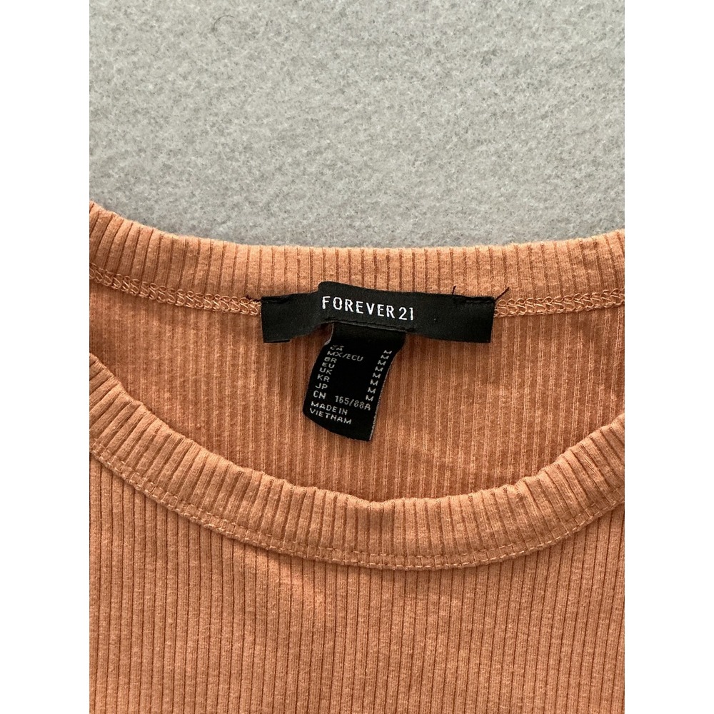 Forever 21 Ribbed Tank Top Size M Terracotta Open Back Tie Hem Crop Sleeveless - Picture 3 of 3